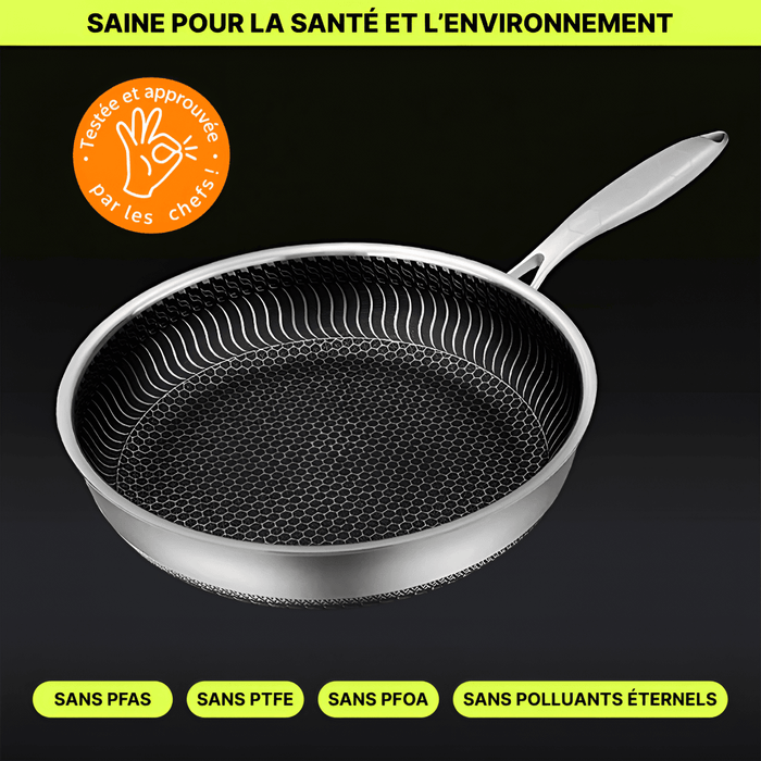 La Poêle Hybride Antiadhésive Inox Premium - 28 cm